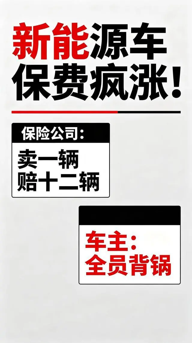 新能源车保费疯涨！保险公司卖一辆赔十二辆，车主全员背锅