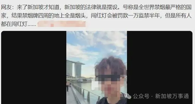 “新加坡法律就是个摆设!”中国网红实拍吐槽引热议