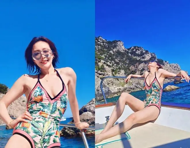 38岁高叶大胆晒泳装照，身材真的太好了！网友：“大嫂”可是长期健身的…