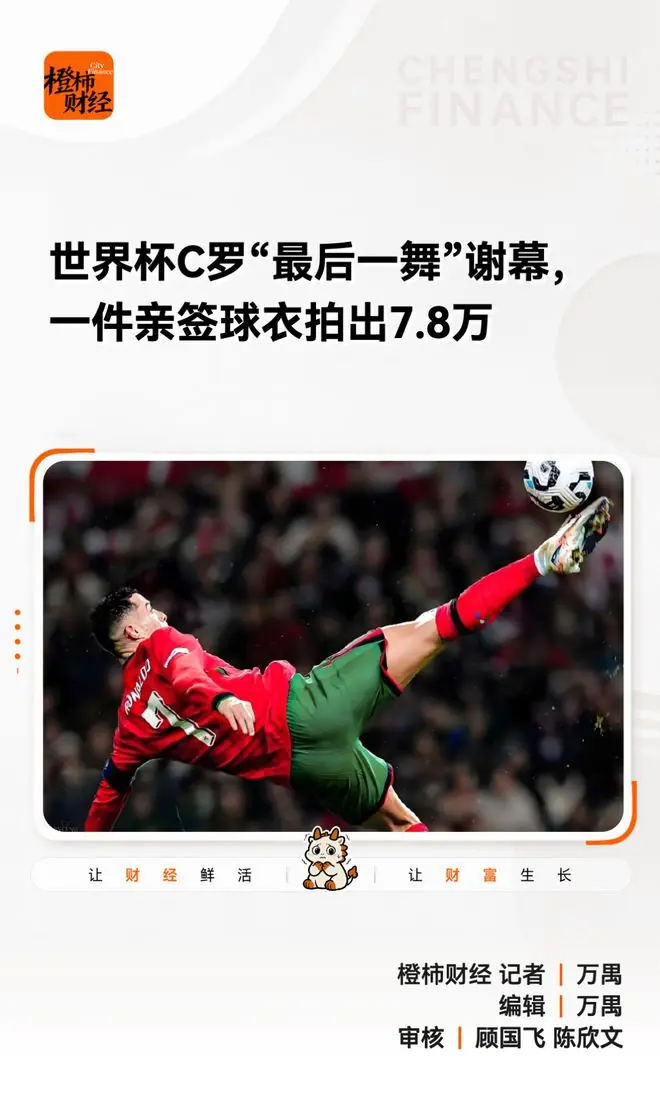 世界杯C罗“最后一舞”谢幕，一件亲签球衣拍出7.8万
