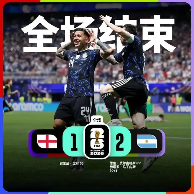 淘汰英格兰队!阿根廷队将与西班牙队争夺2026年美加墨世界杯冠军!