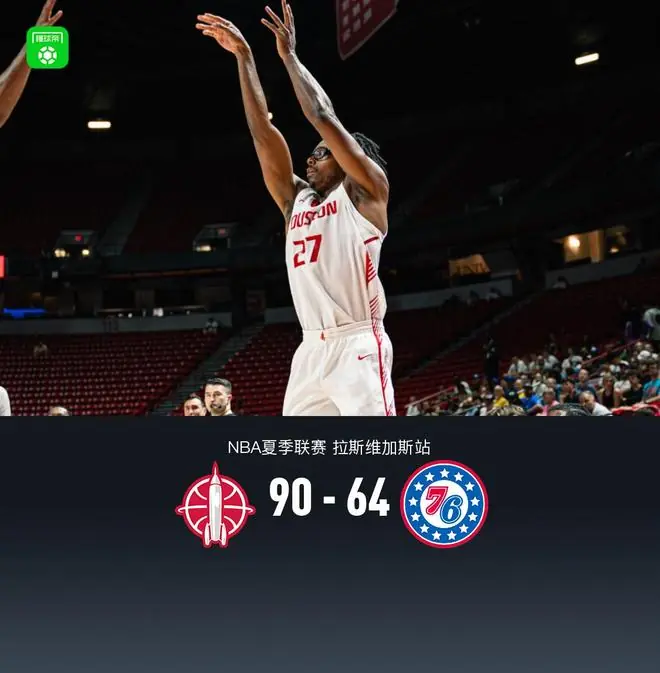 火箭90-64大胜76人,索顿18+2+4,菲隆17分