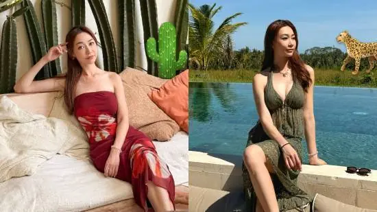 港姐冠军黄嘉雯晒巴厘岛旧照 低胸长裙尽显火辣身材