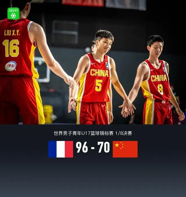 中国U17男篮70-96不敌法国无缘8强，刘玄星20+7，张子一14分