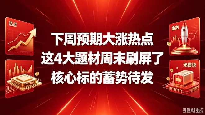 下周预期大涨热点：这4四大题材周末刷屏了  核心标的蓄势待发