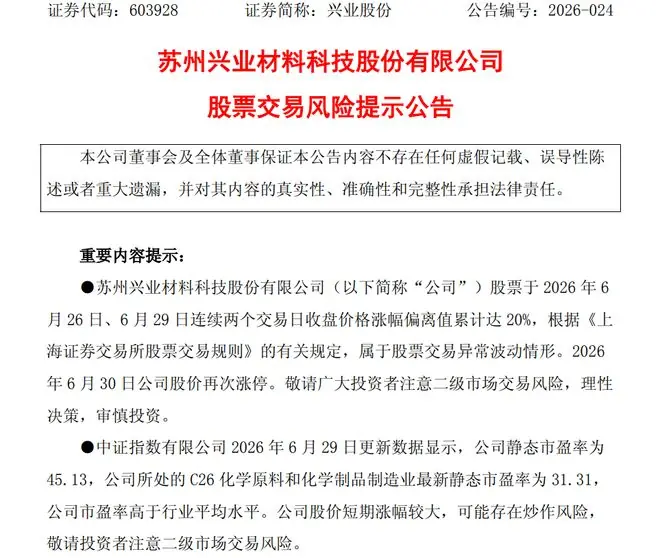 股价三连板，603928，紧急提示风险！