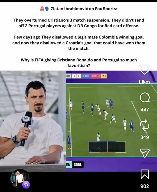 网传莱万转发伊布争议言论,质疑FIFA偏袒C罗与葡萄牙