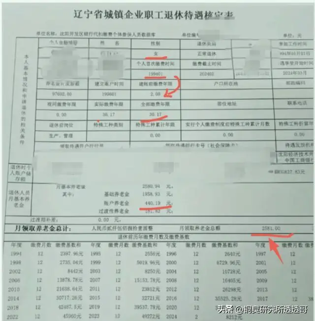 广东东莞某退休女工养老金曝光:工龄15.08年,个人账户86555元