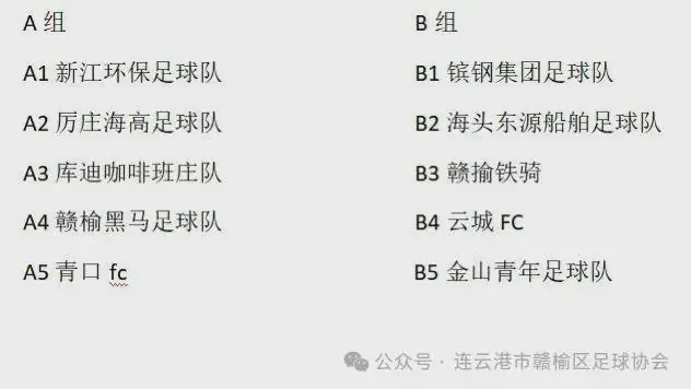 【10支战队】赣榆区首届青年足球联赛分组抽签结果出炉!
