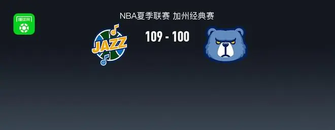 NBA夏联爵士109-100灰熊，榜眼彼得森25分12助，探花布泽尔18+7