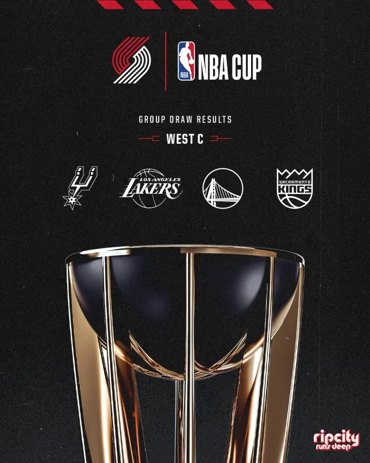 开拓者媒体转发NBA杯对手名单：3胜1负不难 甚至可能4场全胜