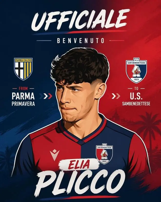 帕尔马小将埃利亚·普利科租借加盟桑贝内德特塞