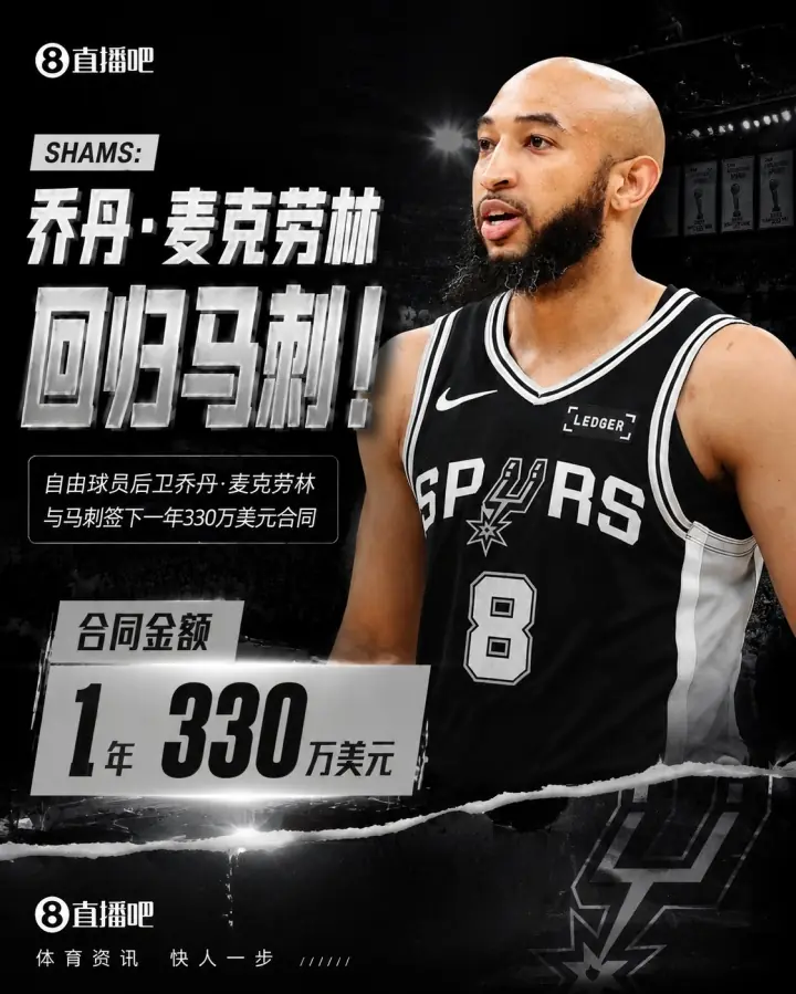 场均2分还有球打!Shams:麦克劳林1年330万美元回归马刺!
