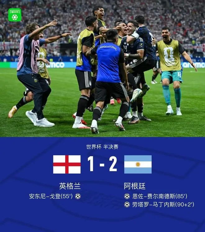实况足球丨阿根廷2-1英格兰晋级决赛，劳塔罗绝杀，梅西助攻双响