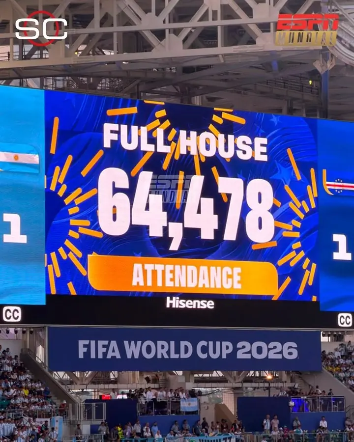值回票价，64478人在迈阿密现场观战阿根廷3-2佛得角比赛
