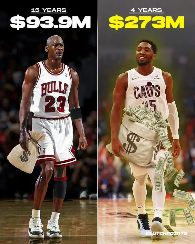 ClutchPoints:乔丹生涯15年总工资9390万 米切尔4年合同2.73亿